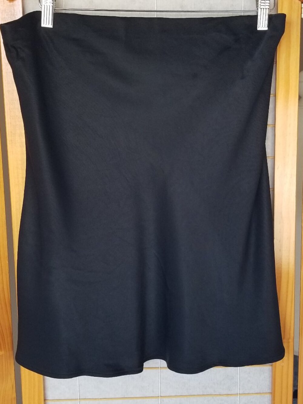 Anthropologie Tilda Black Mini Slip Skirt Medium Pull-on Satin